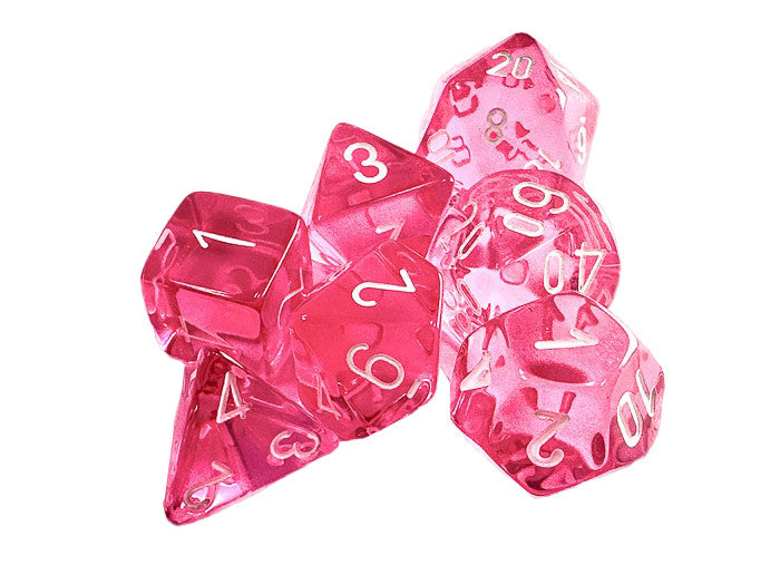 Translucent: Polyhedral Pink/white 7-Die Set