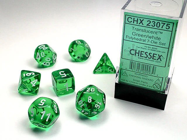 Dice Polyhedral: Translucent: Green/White