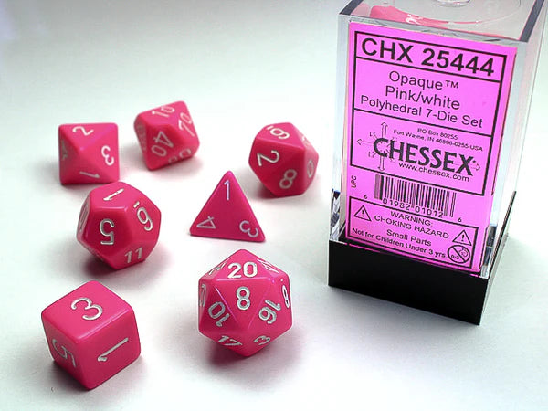 Dice Polyhedral: Opaque: Pink/ White