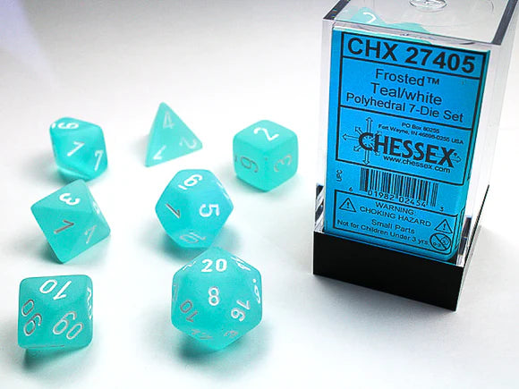 Dice Polyhedral: Frosted: Teal/White