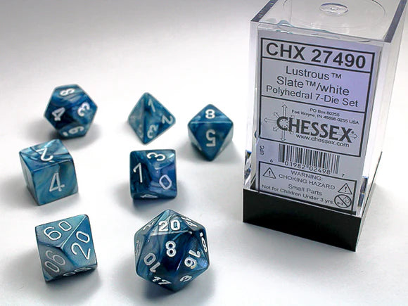 Dice Polyhedral: Lustrous: Slate/White