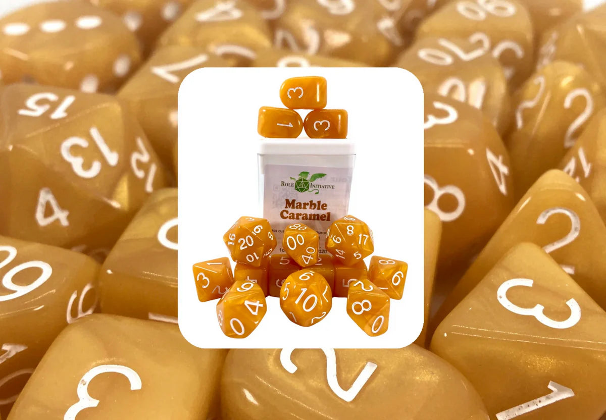 Role 4 Initiative Set of 15 dice w/ Arch'd4: Marble Caramel