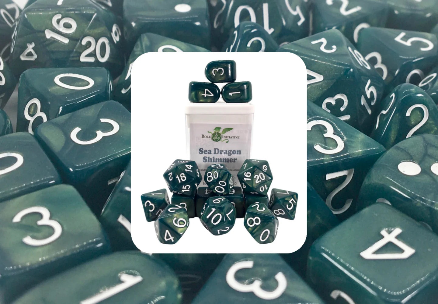 Role 4 Initiative Set of 15 dice w/ Arch'd4: Seadragon Shimmer