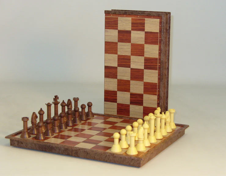 Chess: Wood-tone Folding Magnetic Chess 11in