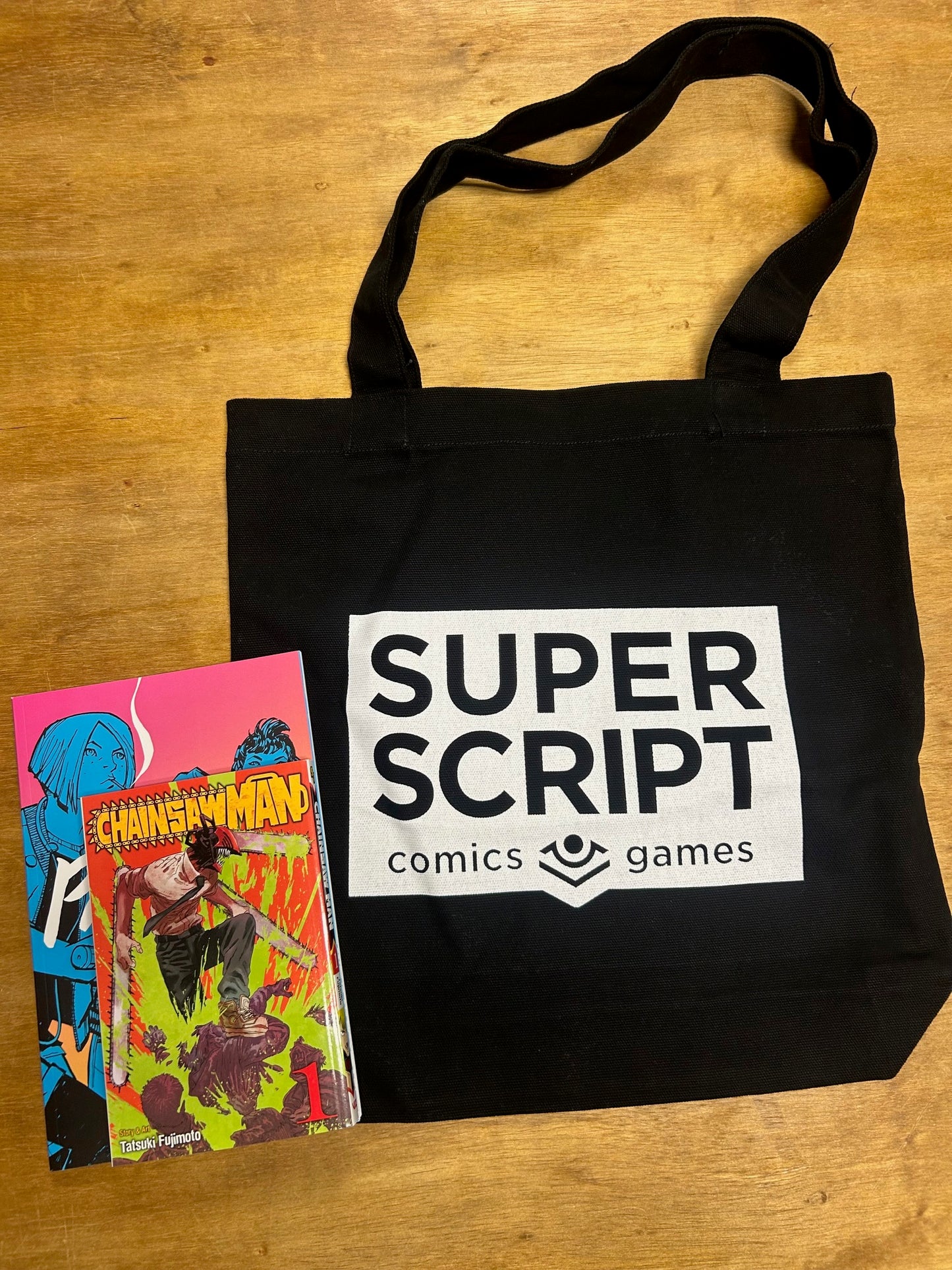 Large Canvas Bag: Logo Black