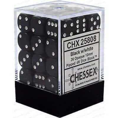Dice D6 12mm: Opaque: Black/White