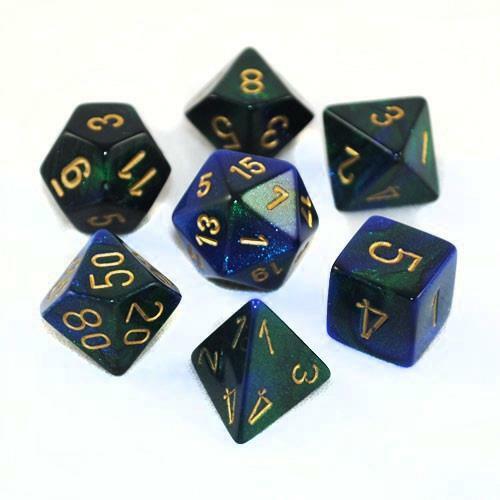 Dice Polyhedral: Gemini: Blue Green/Gold