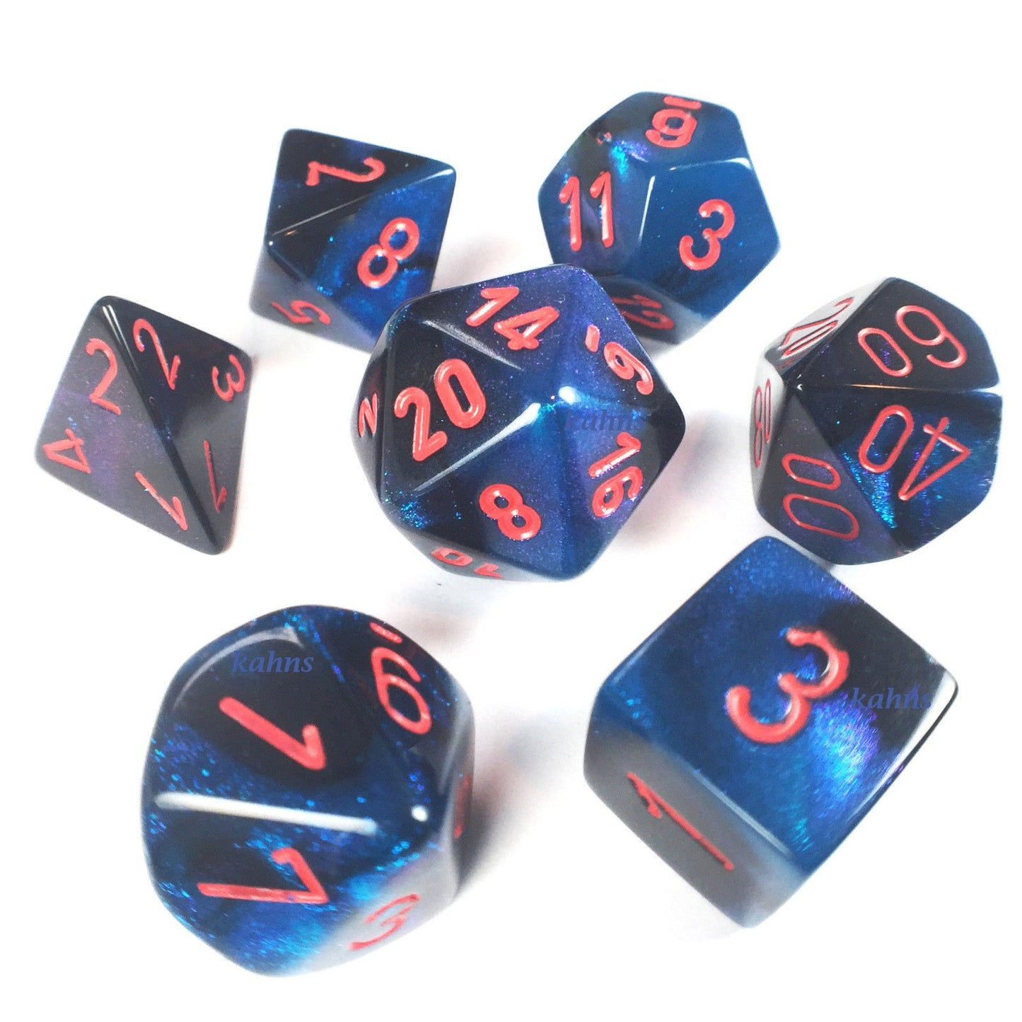 Dice Polyhedral: Gemini: Black Starlight/Red