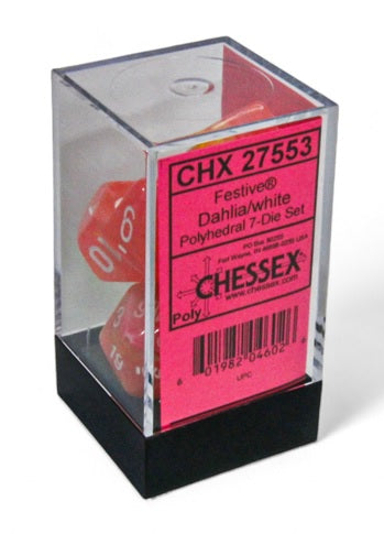 Dice Polyhedral: Festive: Dahlia/white Luminary