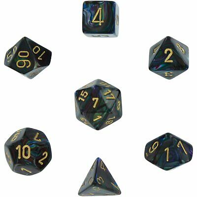 Dice Polyhedral: Lustrous: Shadow/Gold