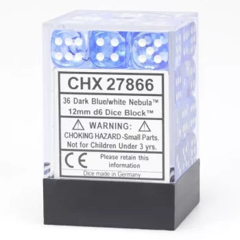 Dice D6 12mm: Nebula: Dark Blue/White/Black