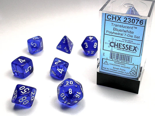 Dice Polyhedral: Translucent: Blue/White