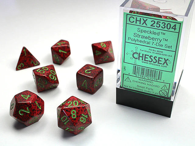 Dice Polyhedral: Speckled:Set Strawberry