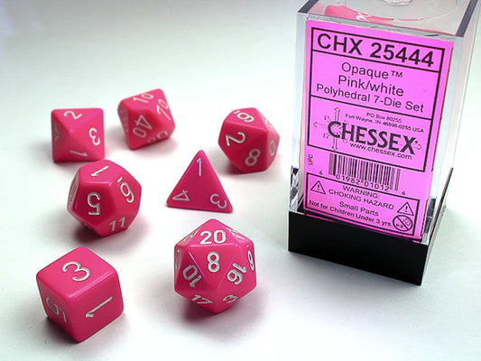 Dice Polyhedral: Opaque: Pink/ White