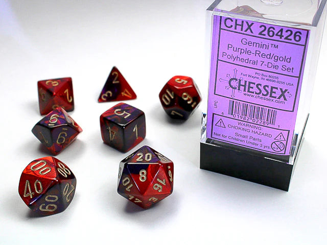 Dice Polyhedral: Gemini: Purple Red/Gold