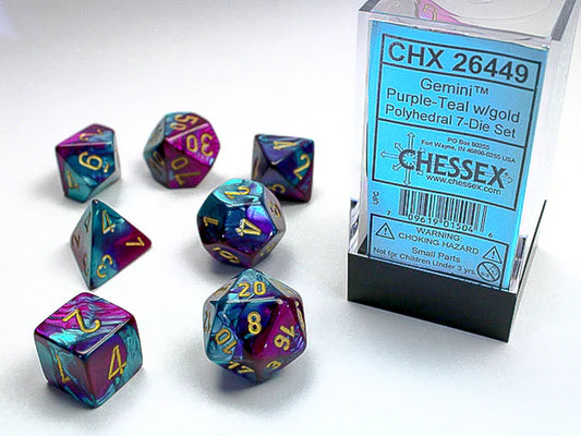 Dice Polyhedral: Gemini: Purple Teal/Gold