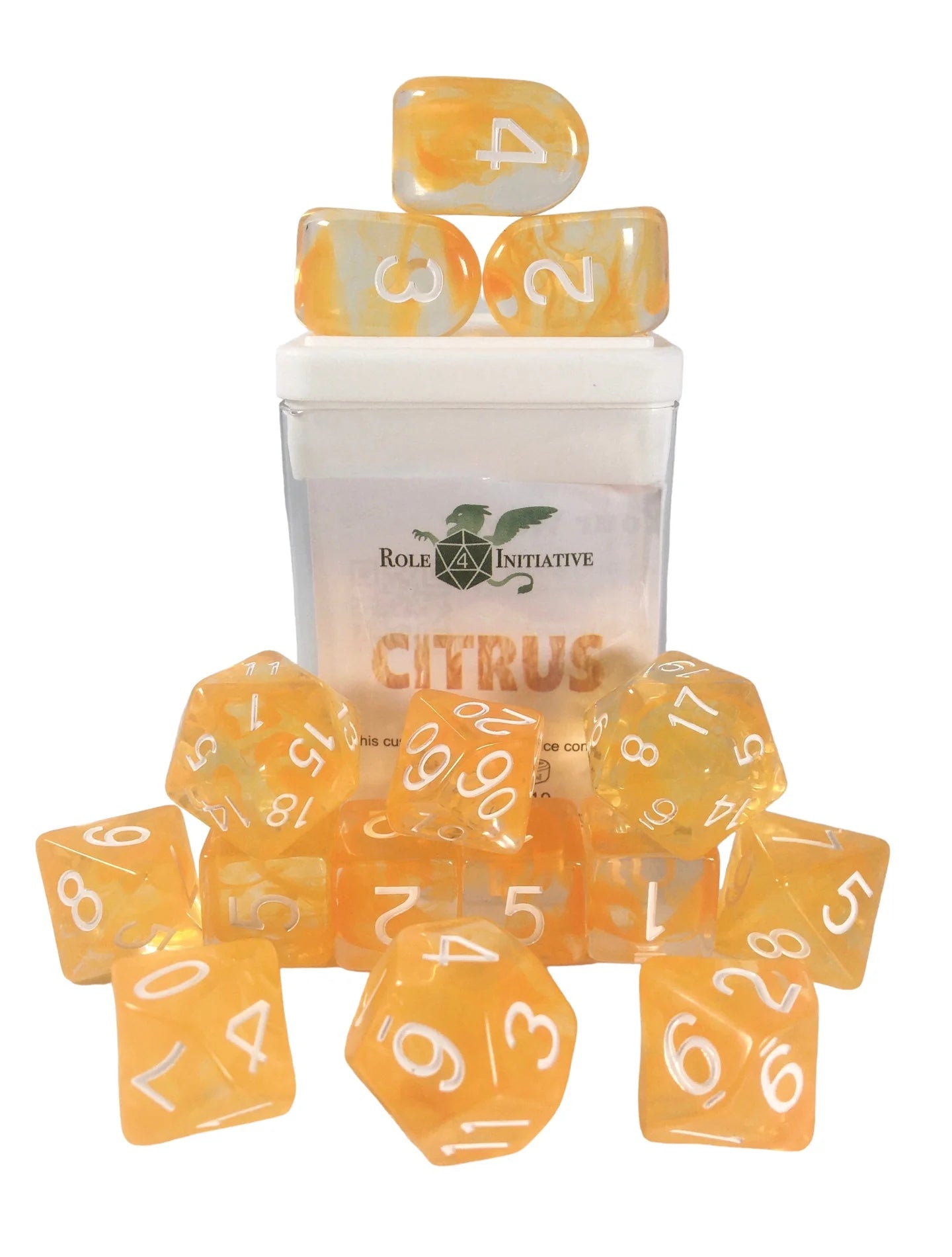 Role 4 Initiative Set of 15 dice w/ Arch'd4: Diffusion Citrus