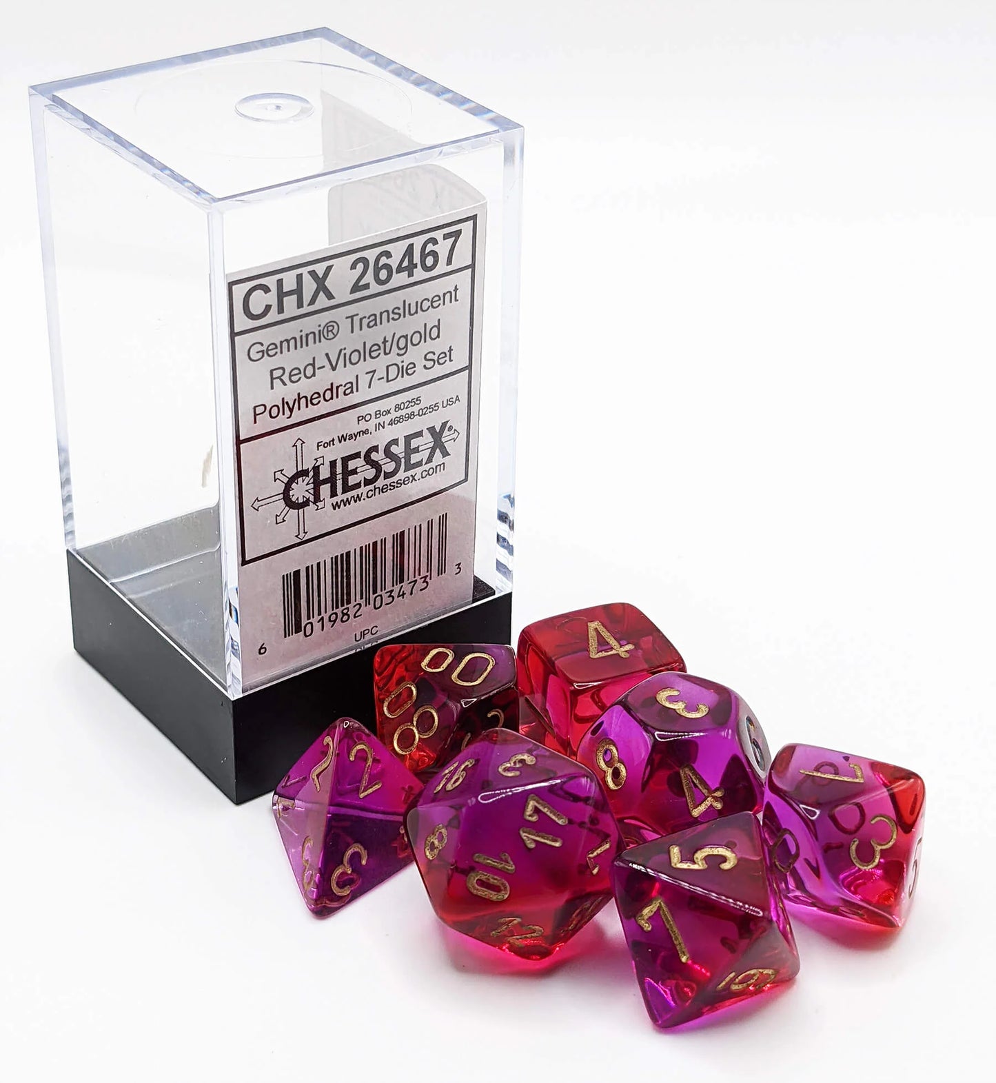 Dice Polyhedral: Gemini: Translucent Red-Violet/gold
