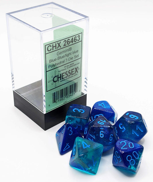 Dice Polyhedral: Gemini: Blue-Blue/light blue Luminary