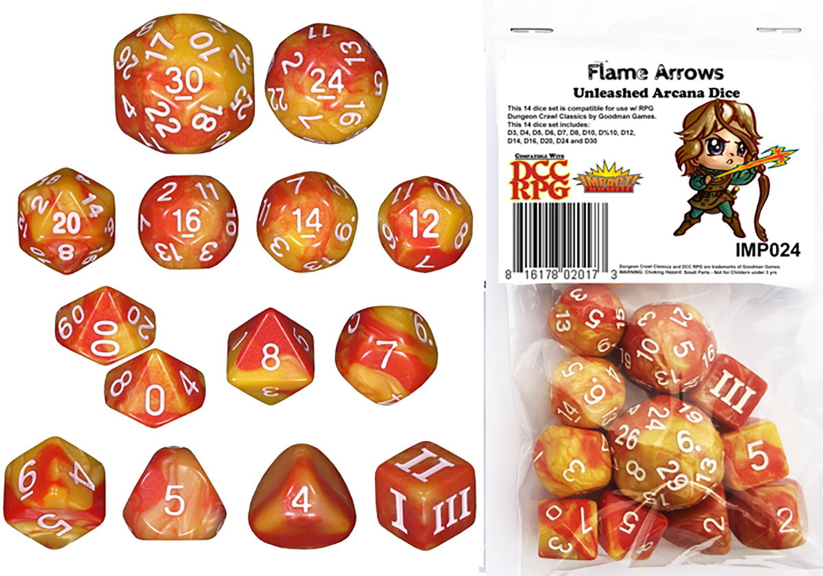 DCC 14 Dice Set: Flame Arrows