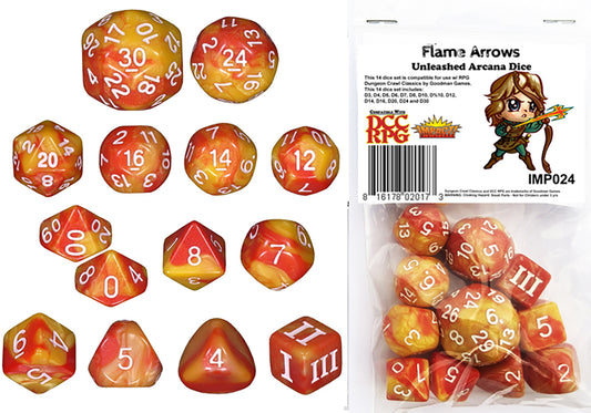 DCC 14 Dice Set: Flame Arrows
