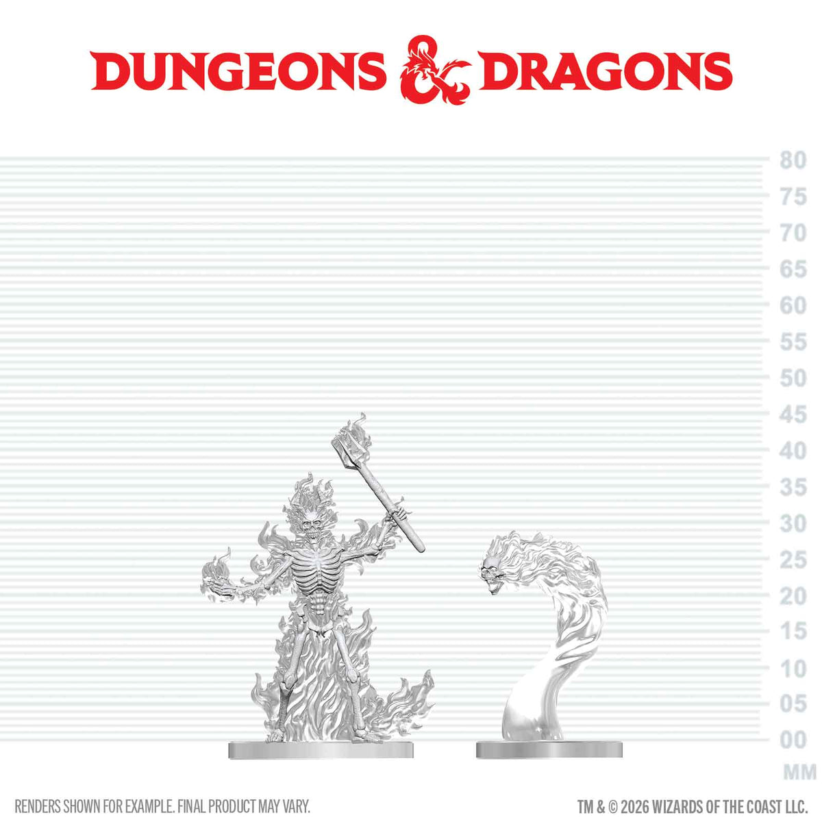 D&D Nolzur's Marvelous Unpainted Miniatures: Flaming Skeleton & Flameskull