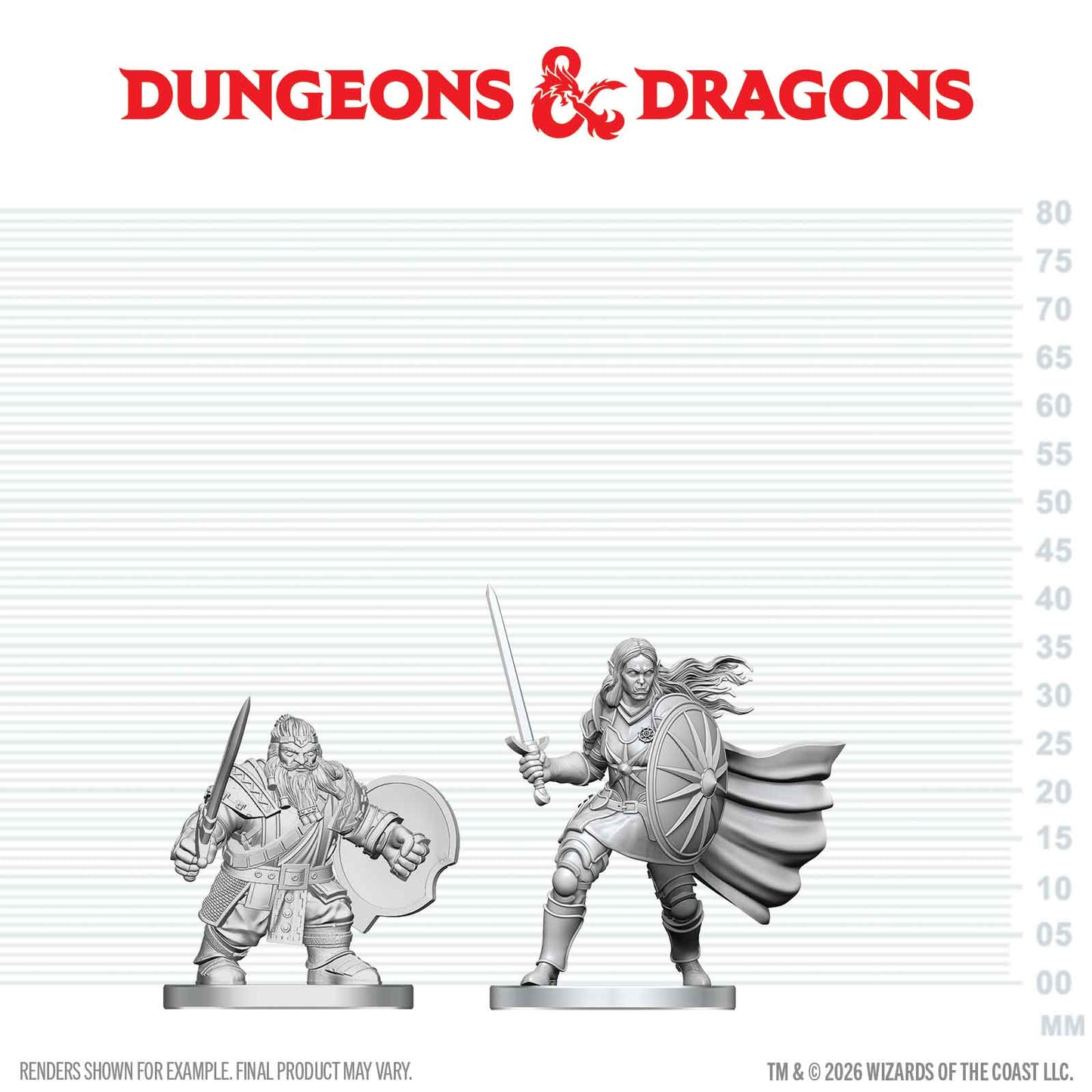 D&D Nolzur's Marvelous Unpainted Miniatures: W29 Dwarf Fighter & Orc Paladin