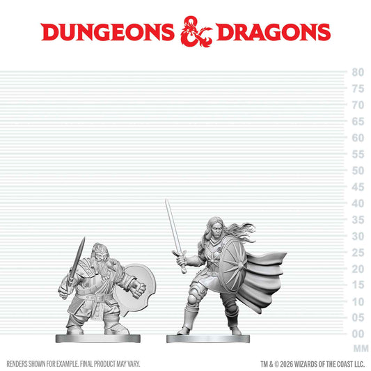D&D Nolzur's Marvelous Unpainted Miniatures: W29 Dwarf Fighter & Orc Paladin