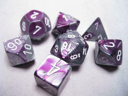 Dice Polyhedral: Gemini: Purple Steel/White