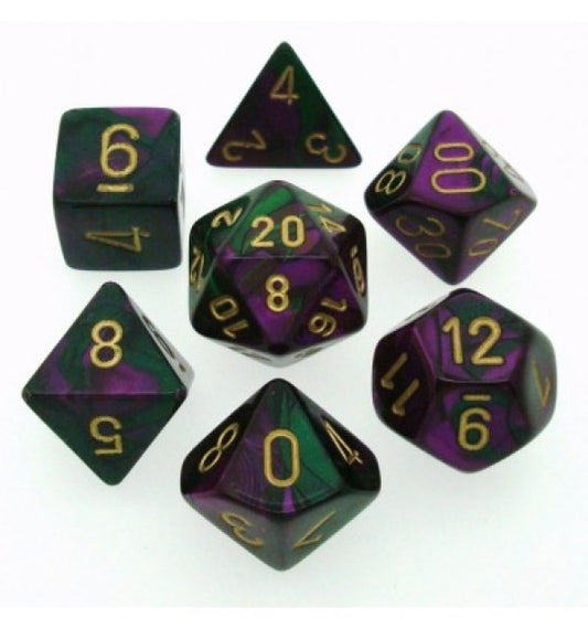 Dice Polyhedral: Gemini: Green Purple/Gold
