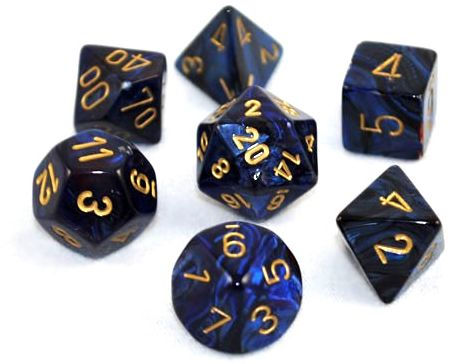 Dice Polyhedral: Gemini: Black Blue/Gold