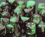 Dice Polyhedral: Gemini: Black Green/Gold