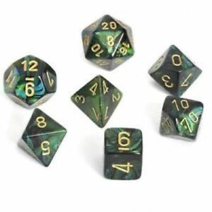 Dice Polyhedral: Scarab: Jade/Gold