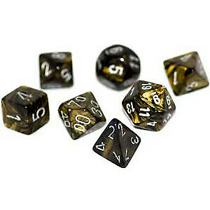 Dice Polyhedral: Leaf: Black/Gold/Silver