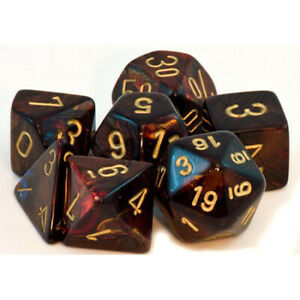 Dice Polyhedral: Scarab: Blue/Blood/Gold