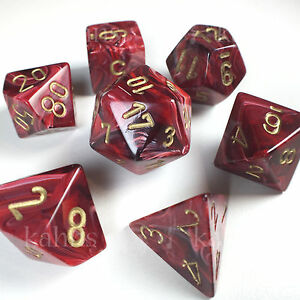 Dice Polyhedral: Vortex: Burgundy/Gold
