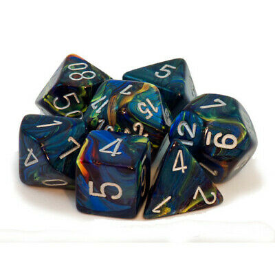 Dice Polyhedral: Festive: Green/Silver