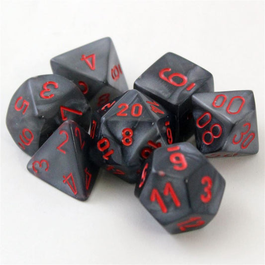 Dice Polyhedral: Velvet: Black/Red