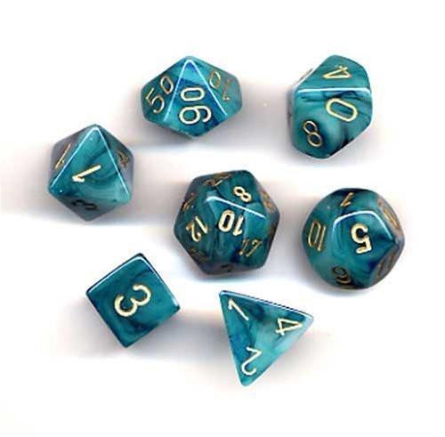 Dice Polyhedral: Phantom: Teal/Gold