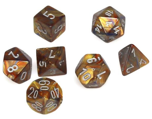 Dice Polyhedral: Lustrous: Gold/Silver