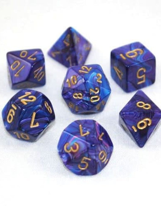 Dice Polyhedral: Lustrous: Purple/Gold