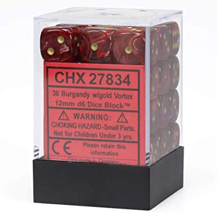 Dice D6 12mm: Vortex: Burgundy/Gold