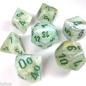 Dice Polyhedral: Marble: Green/Dark Green