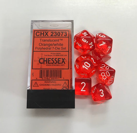 Dice Polyhedral: Translucent: Orange/White