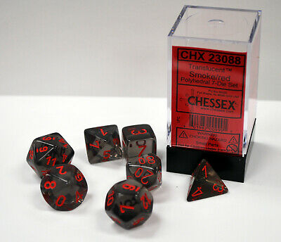 Dice Polyhedral: Translucent: Smoke/Red