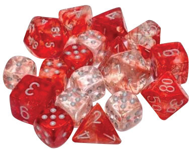 Dice Polyhedral: Nebula: Red/silver Luminary